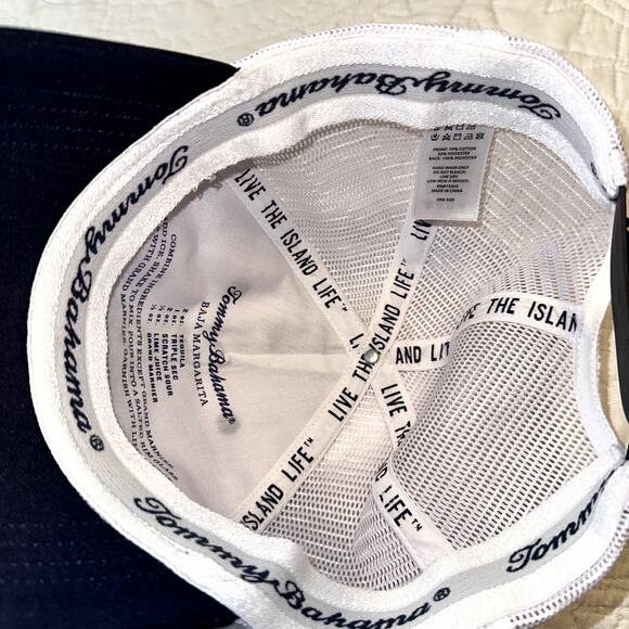 Tommy Bahama One Size Navy White Embroidered Mesh Back Unisex Ball Cap - Picture 4 of 5